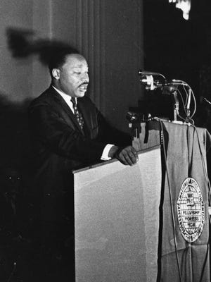 Dr. Martin Luther King speaks in Cincinnati on Sept. 8, 1967.
