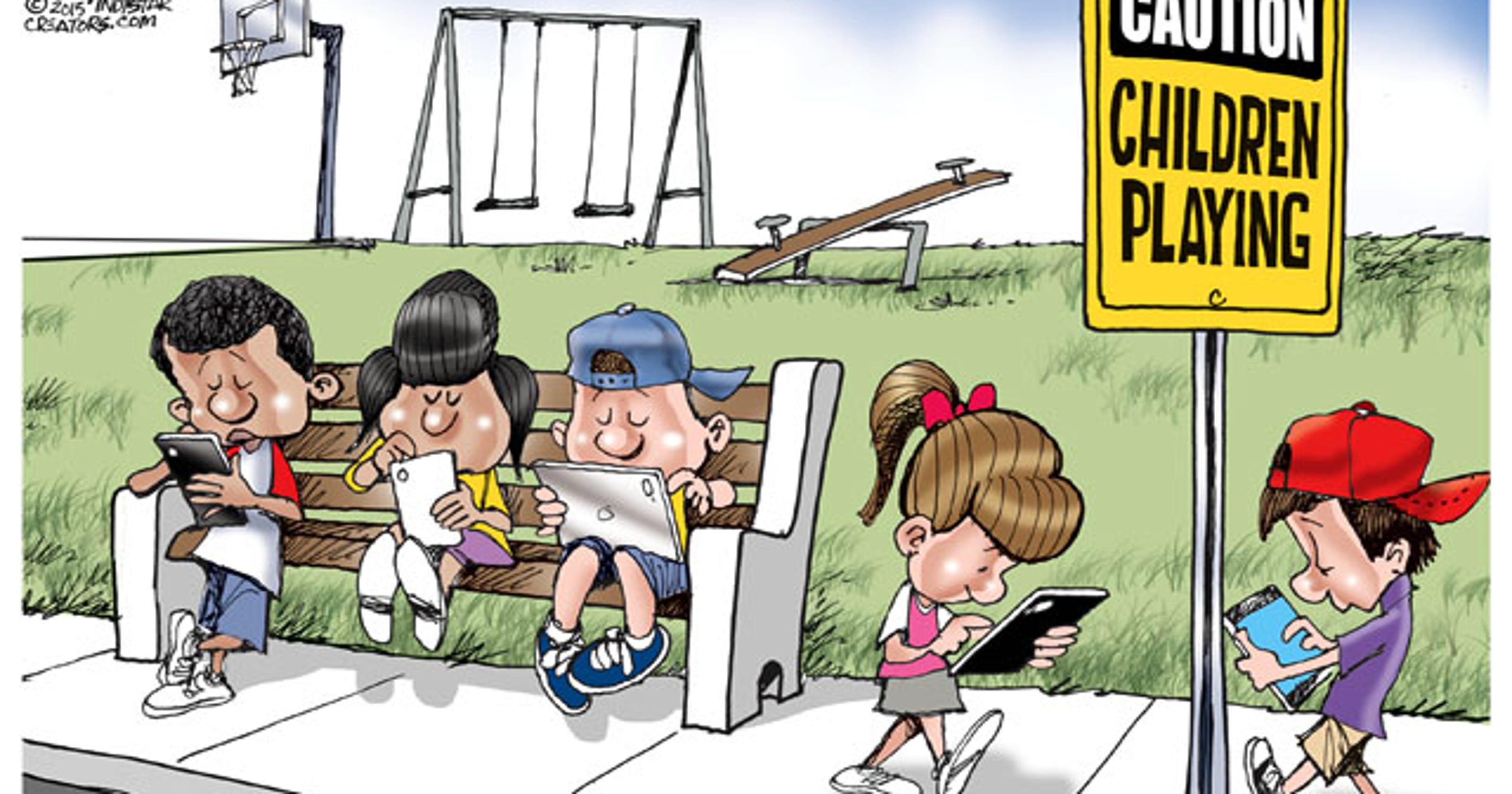 Cartoonist Gary Varvel: Children playing mobile devices