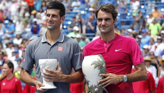 Novak Djokovic (left) and Roger Federer