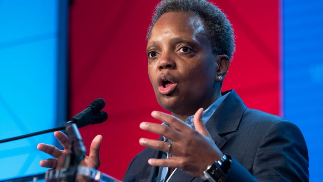 Chicago Mayor Lori Lightfoot speaks at the U.S. Conference of Mayors’ Winter Meeting in Washington on Jan. 23.