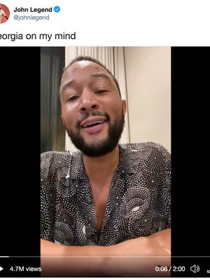 Recording artist John Legend shared a video performance of Ray Charles' "Georgia On My Mind" via his Twitter account on Friday, Nov. 6.