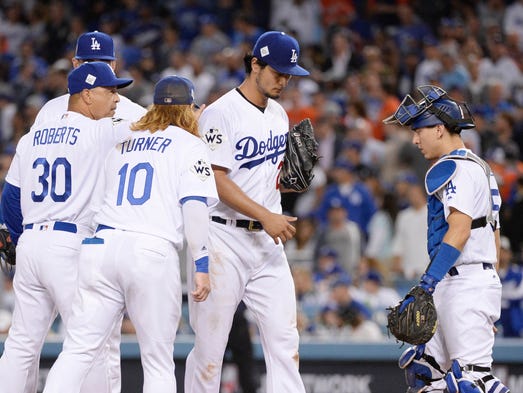 Game 7 at Dodger Stadium: Yu Darvish is relieved in