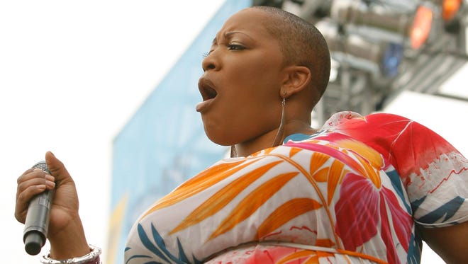 Singer Frenchie Davis performs at the Los Angeles LGBT Pride Celebration in 2007.