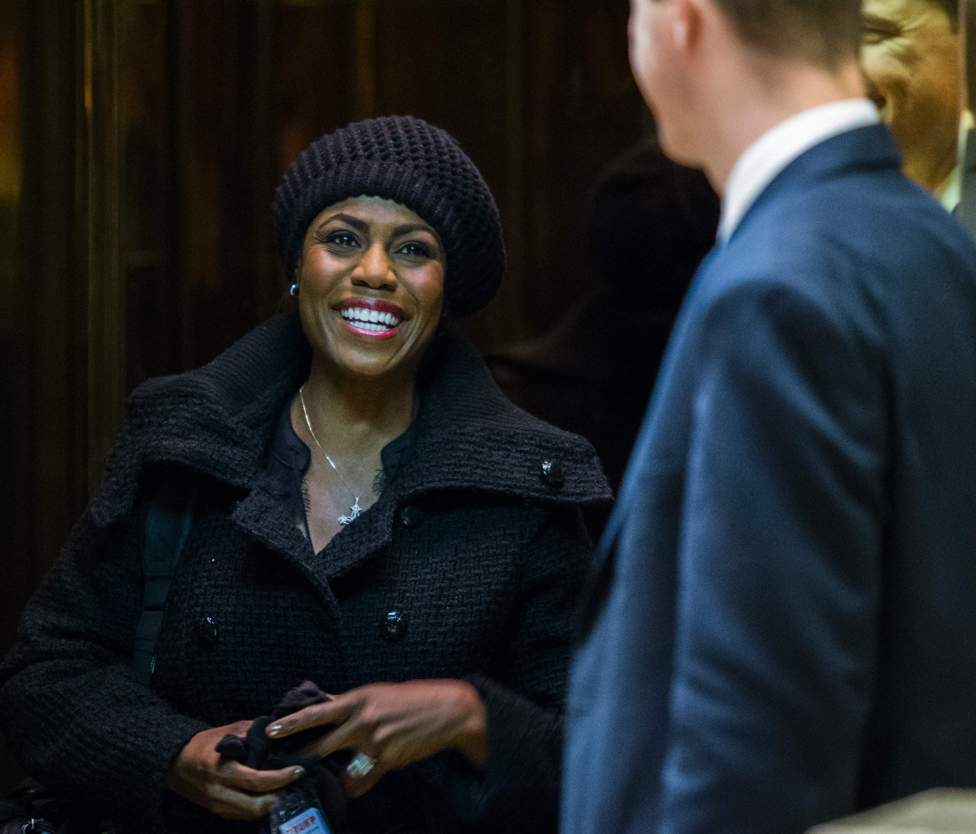 Omarosa Manigault arrives at Trump Tower for meetings with President-elect Donald Trump on Jan. 2, 2017 in New York.