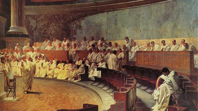 Cicero Denounces Catiline, by Cesare Maccari, 1889.