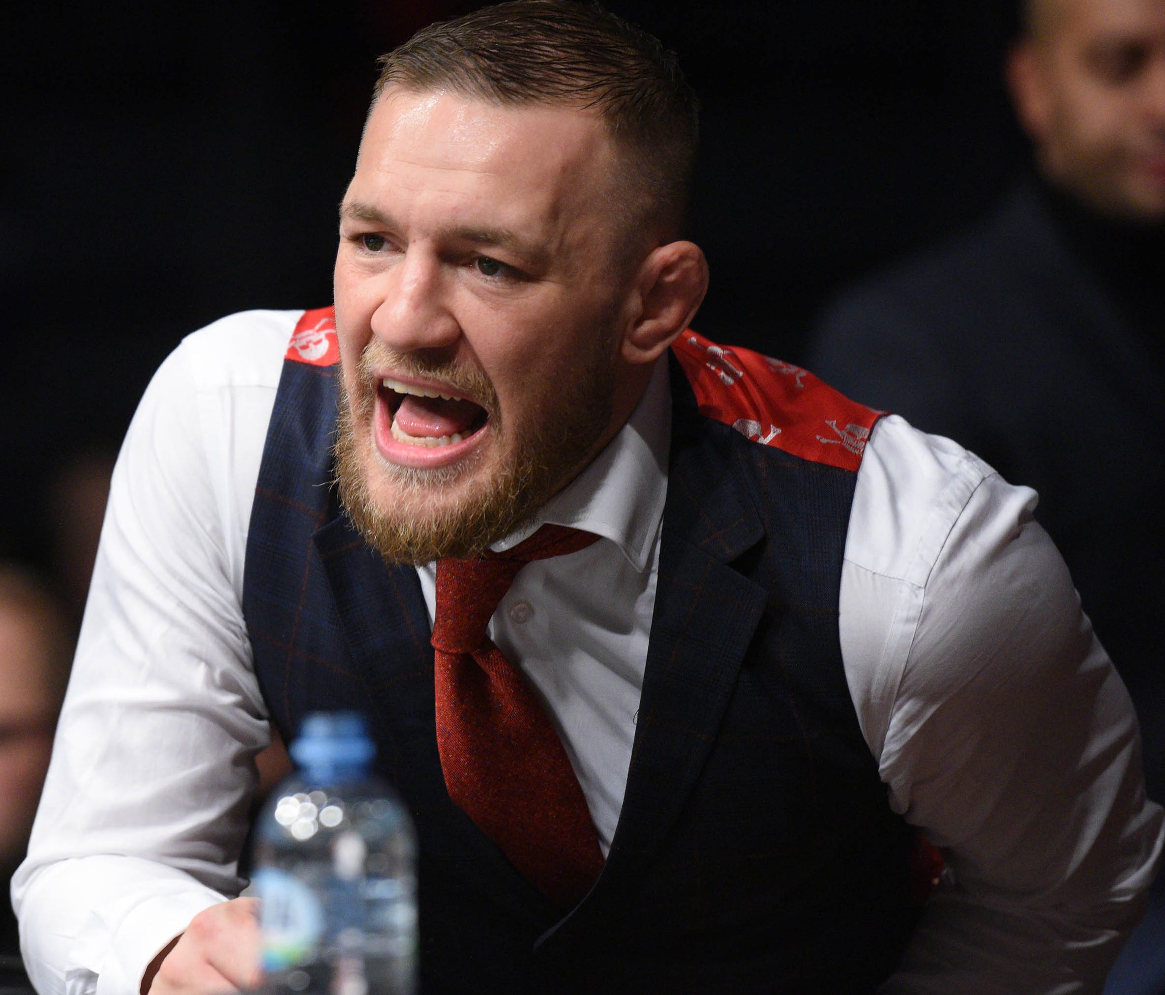 Conor McGregor and members of his entourage attacked a bus and left fighter Michael Chiesa injured, UFC President Dana White told reporters.