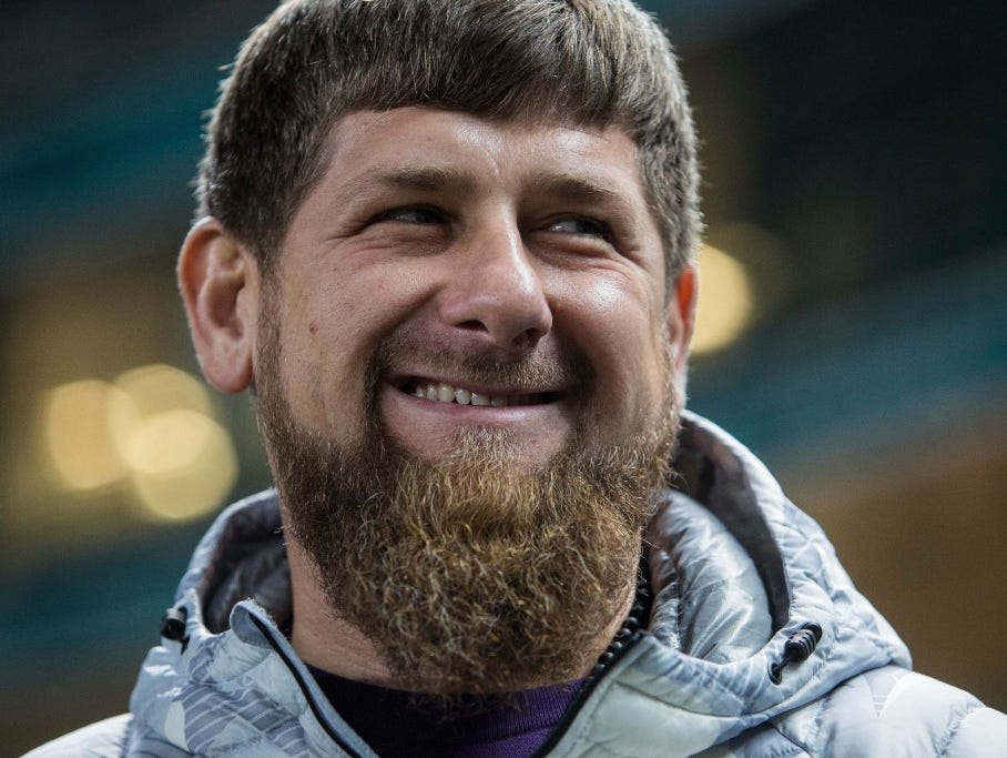 In this file photo dated Tuesday, Nov. 15, 2016, Chechen regional leader Ramzan Kadyrov smiles before an international friendly soccer match between Russia and Romania in Grozny, Russia. Chechnya's strongman leader in a new interview, released on Fri