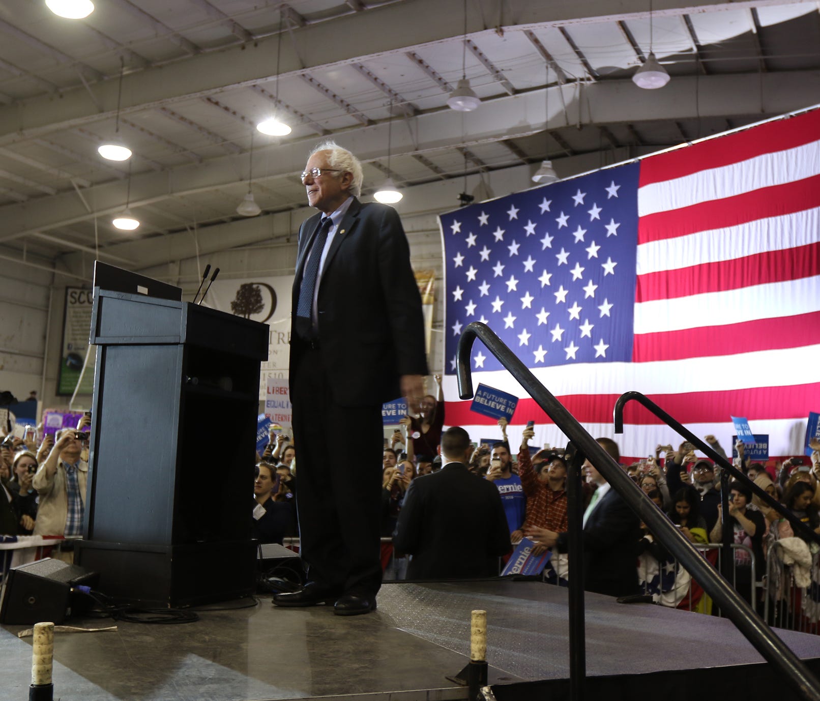 Bernie Sanders takes in the crowd at a presidential campaign event in New York last year. Sanders criticized Democratic senators who voted against legislation to allow drugs to be imported from Canada and other countries.