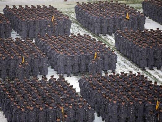 West Point cadets on march onto the field before the