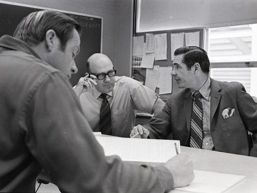 From left, Green Bay Packers receivers coach Bob Schnelker,