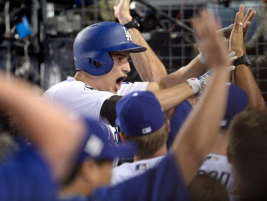 Game 2 at Dodger Stadium: Corey Seager celebrates his