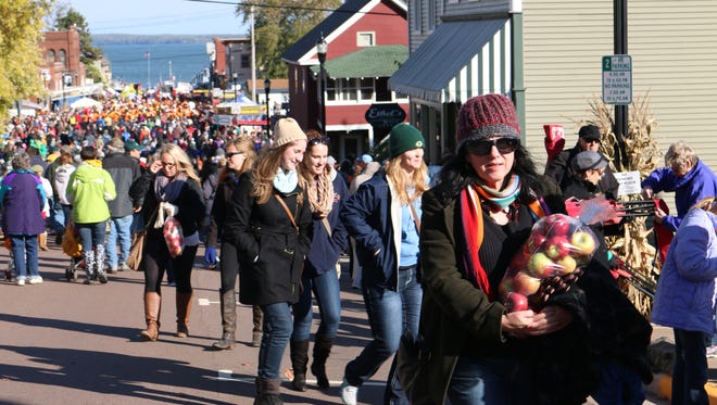More than 50,000 people attend the Bayfield Apple Festival held every October on the shore of Lake Superior.
