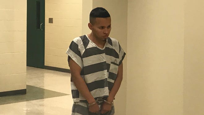 Franklin Roberto Aguilar-Cameros arrives for his court appearance on Monday, Feb. 12.