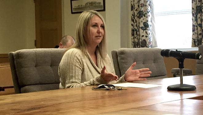 Danielle Hogg, director of Lebanon County Information Technology Services, talks to the county commissioners last week about a committee formed to guide needed upgrades to the IT system.
