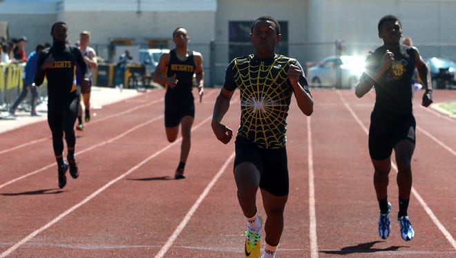 Watkins Memorial's Desmond Melson nears the finish line during a meet earlier this season. Melson has one of the state's top times in the 400 this season.