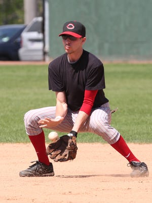 Mike Zacchio, a sports reporter for The Journal News and lohud.com, participated during the Rockland Boulders 5th annual open tryouts at Provident Bank Park in Pomona, May 7, 2015.