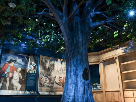 The Liberty Tree features real wood from a nearly 600-year-old