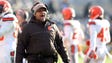 Cleveland Browns head coach Hue Jackson reacts on the