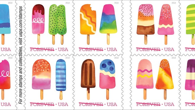 This image provided by the U.S. Postal Service shows scratch-and-sniff stamps. The stamps depict watercolor illustrations by California artist Margaret Berg. (U.S. Postal Service via AP)