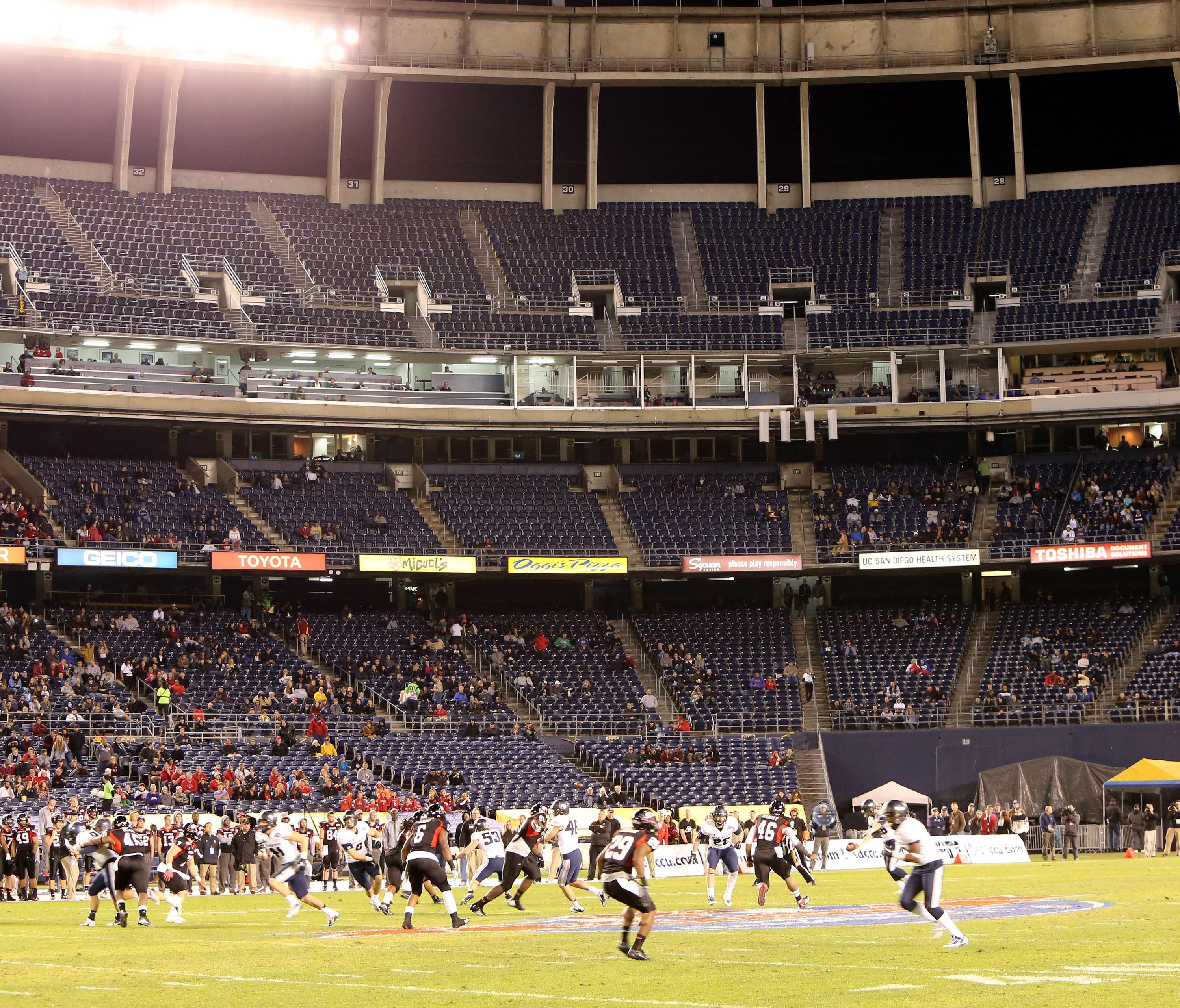 The Poinsettia Bowl in San Diego, shown in 2013 when attendance as less than 24,000, ceased operation after last year's game.