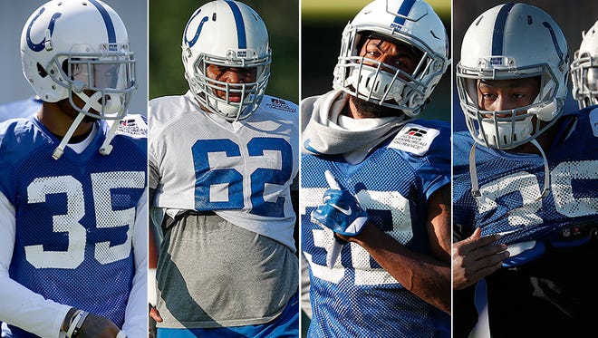 Chris Culliver (35), Le'Raven Clark (62), T.J. Green (32) and Lee Hightower (39) could be on the Colts roster bubble.