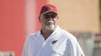 Cardinals head coach Bruce Arians watches over practice