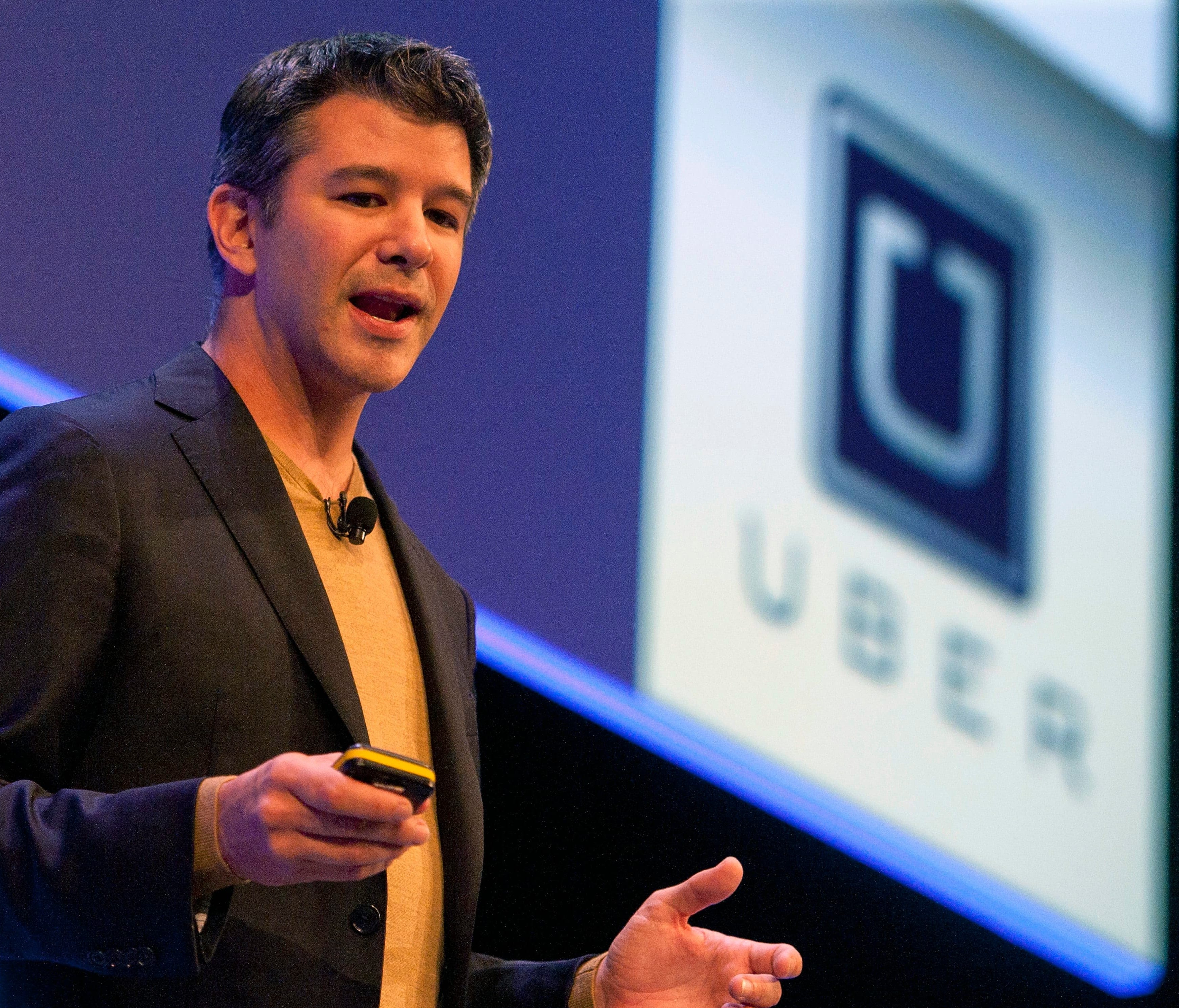 Travis Kalanick, Founder and CEO of Uber, delivers a speech at the Institute of Directors Convention at the Royal Albert Hall, Central London, Britain, on October 3, 2014.