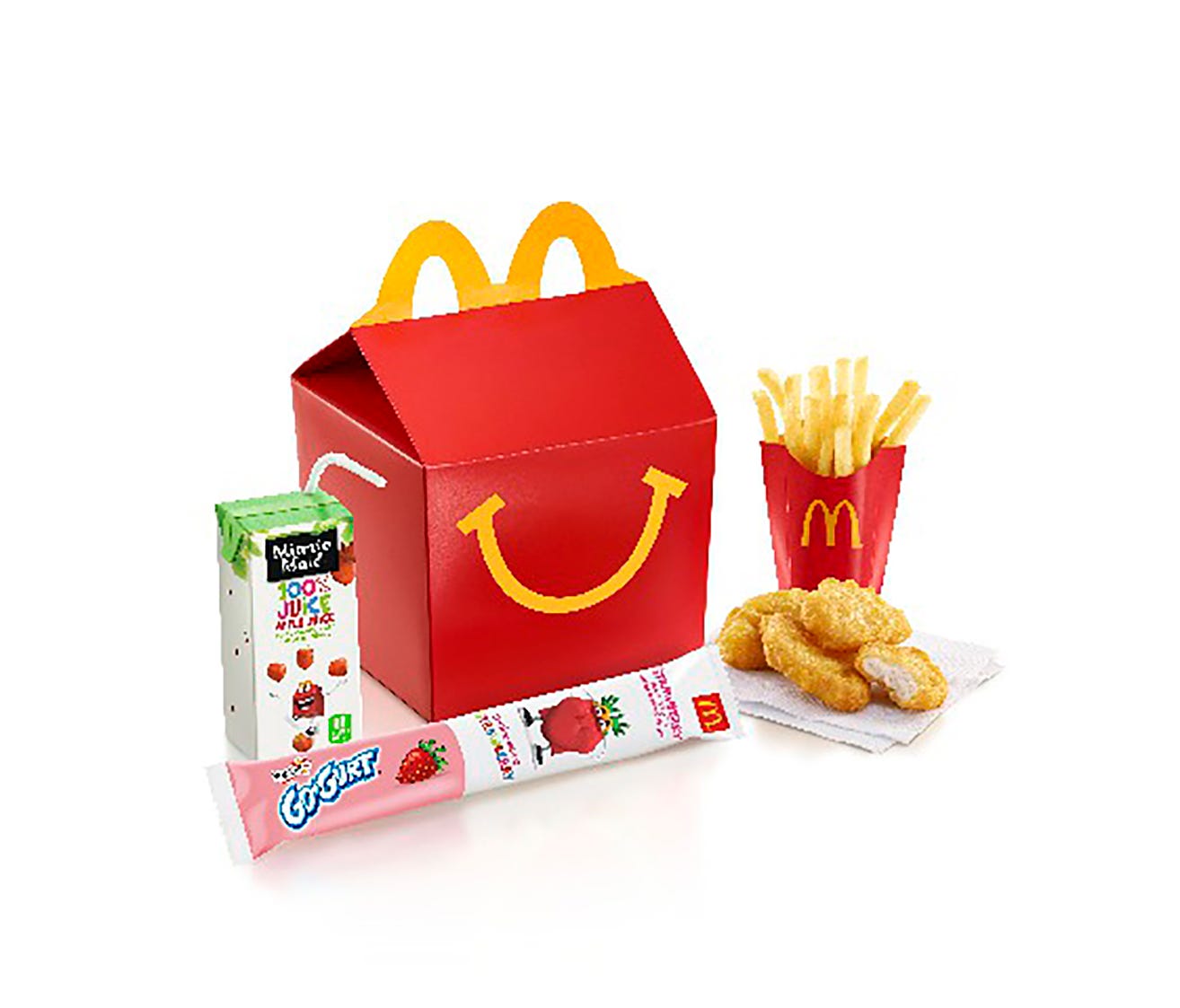 McDonald's will replace its current Happy Meal apple juice box with an organic, less sugary one in November.