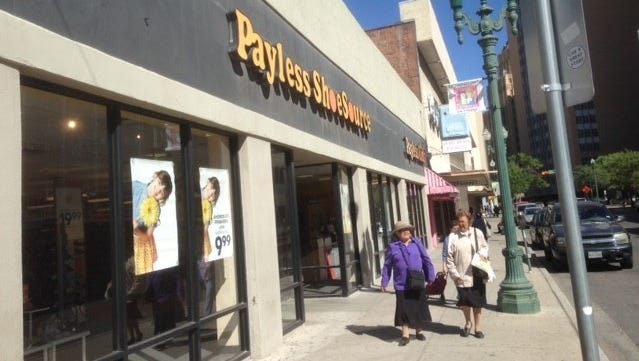 Payless Shoesource plans to close four El Paso stores as part of a bankruptcy restructuring, including this store at 119 S. Stanton at Overland in Downtown.