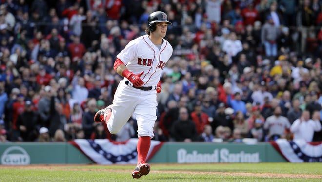 Andrew Benintendi's three-run homer in the fifth inning ignited Boston April 3.