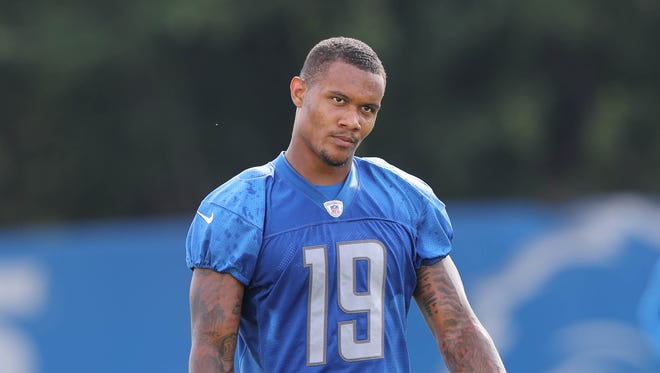 Detroit Lions receiver Kenny Golladay walks off the field after practice Sunday, July 30, 2017 in Allen Park.