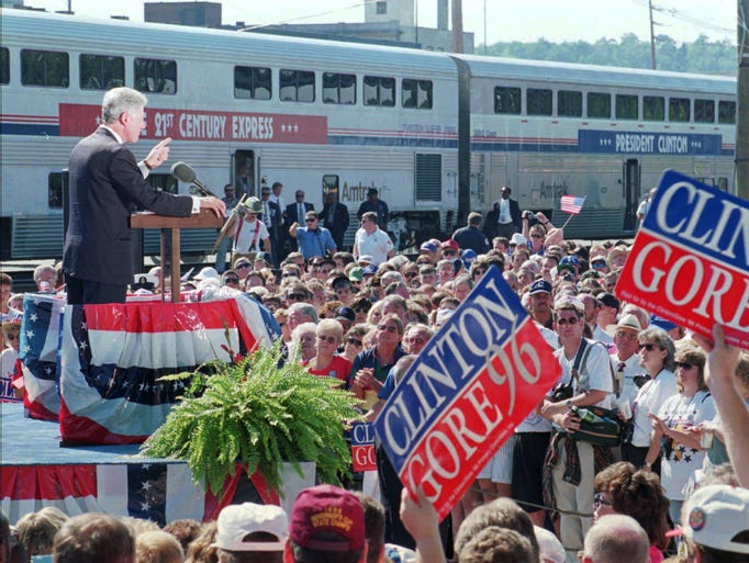 Through the years Bill Clinton on the campaign trail
