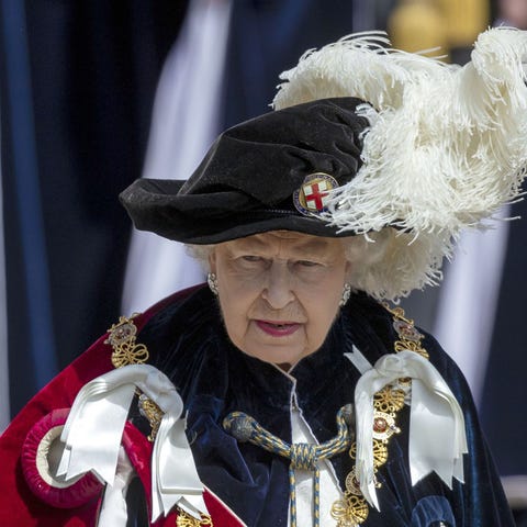 Queen Elizabeth II leaves St George's Chapel...