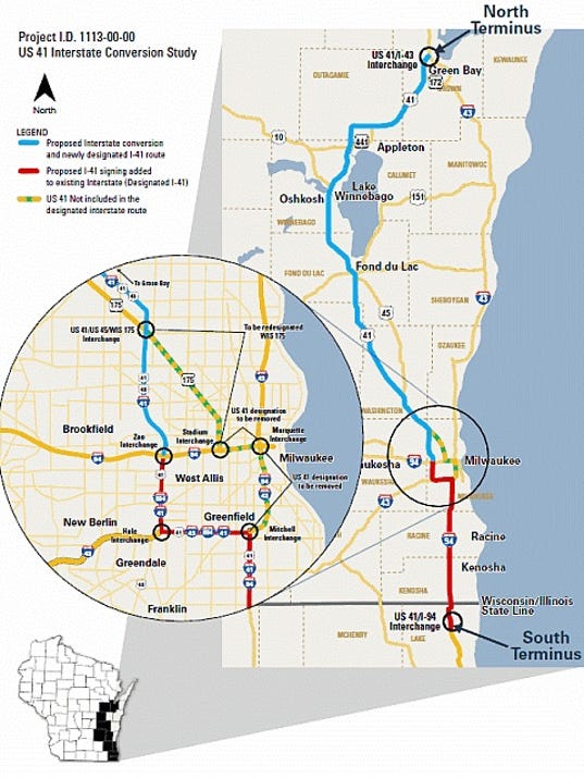 U.S. 41 named officially to interstate highway system