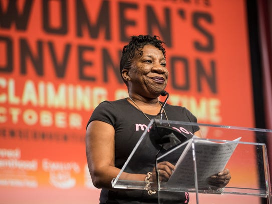 Tarana Burke speaks during The Women's Convention at