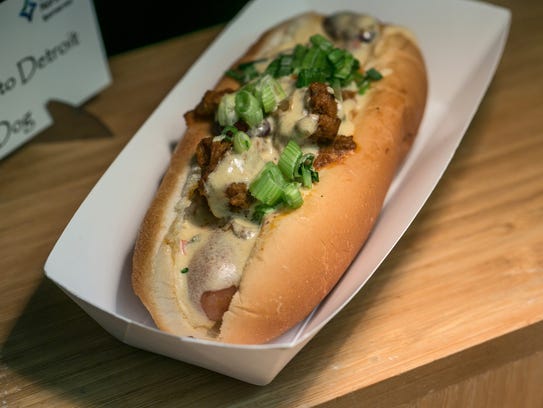 An Ode to Detroit Dog  with natural casing hot dog
