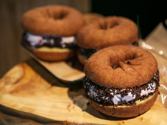 A donut ice cream sandwich is displayed on Friday,