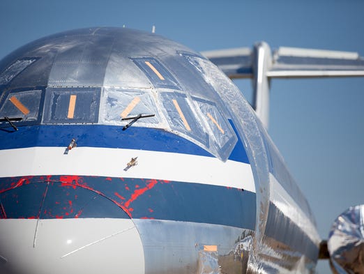 A retired American Airlines MD-80, now retired and