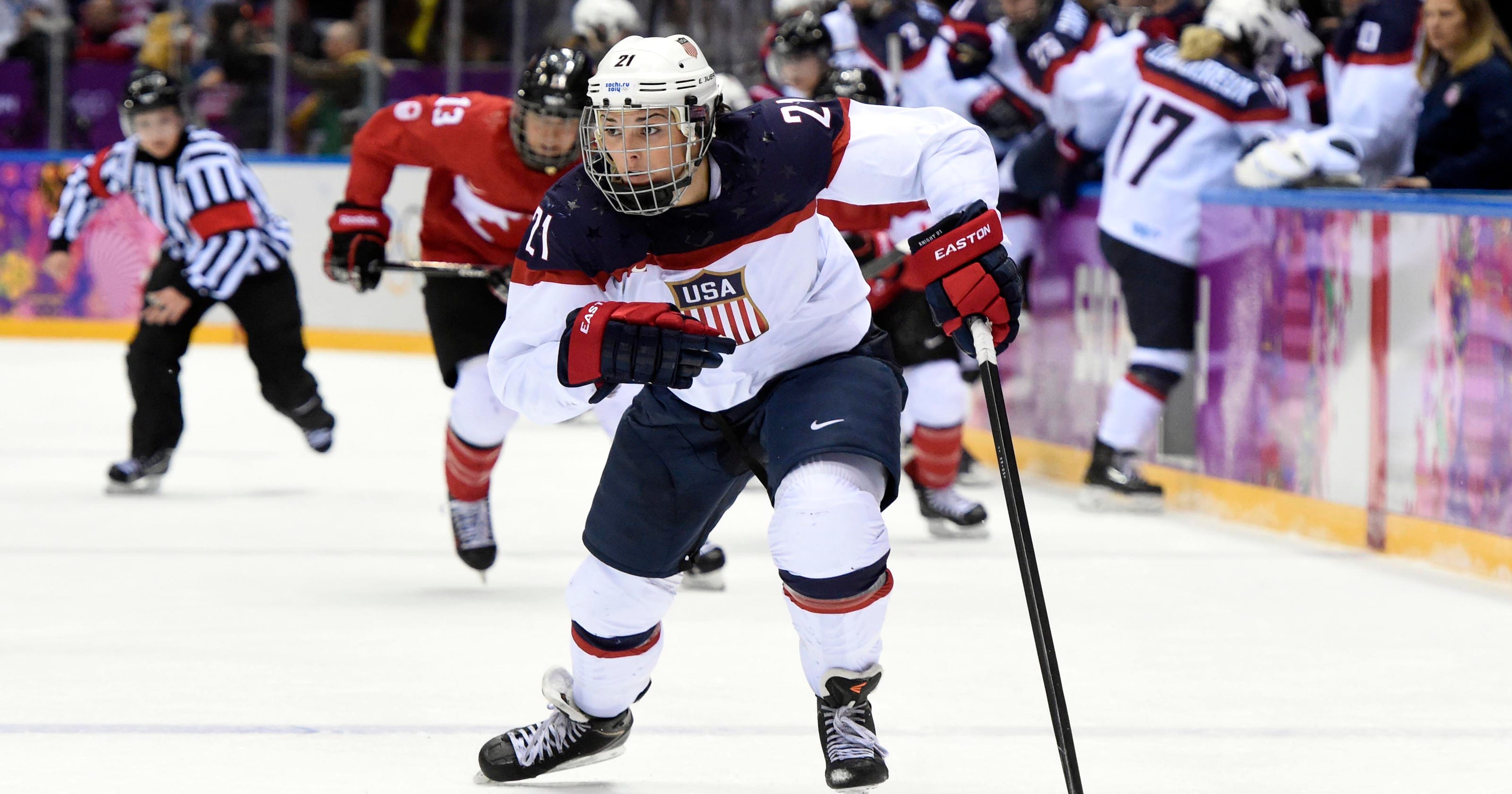 US Women's ice hockey team playing scrimmage at the Fort Myers Skatium
