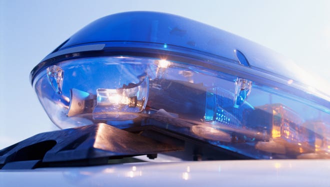 Close-up of emergency lights on police car.