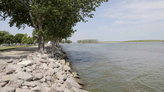The shoreline at Bay Beach Amusement Park in Green Bay, where the city is planning a 1000-foot long swimming beach.