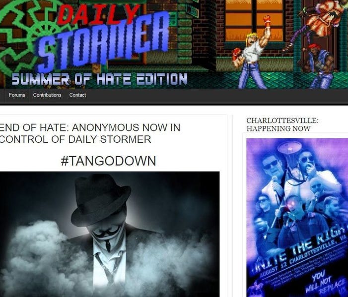 The Daily Stormer is no longer on the open internet.