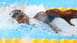 Simone Manuel (USA) swims during the women's 100-meter