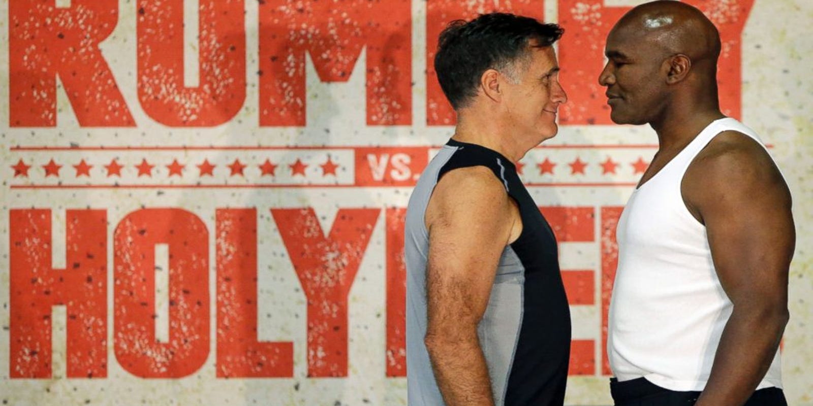 Mitt Romney And Evander Holyfield Fight It Out For Charity