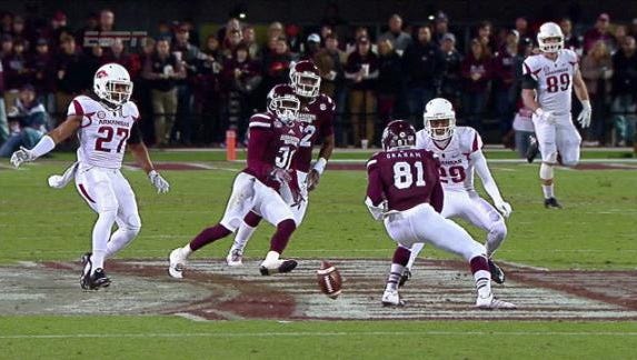 Mississippi State freshman Jamoral Graham was relieved of his punt return duties midway through the Arkansas game.