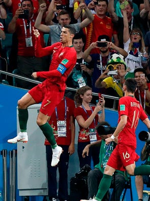 Portugal's forward Cristiano Ronaldo celebrates after