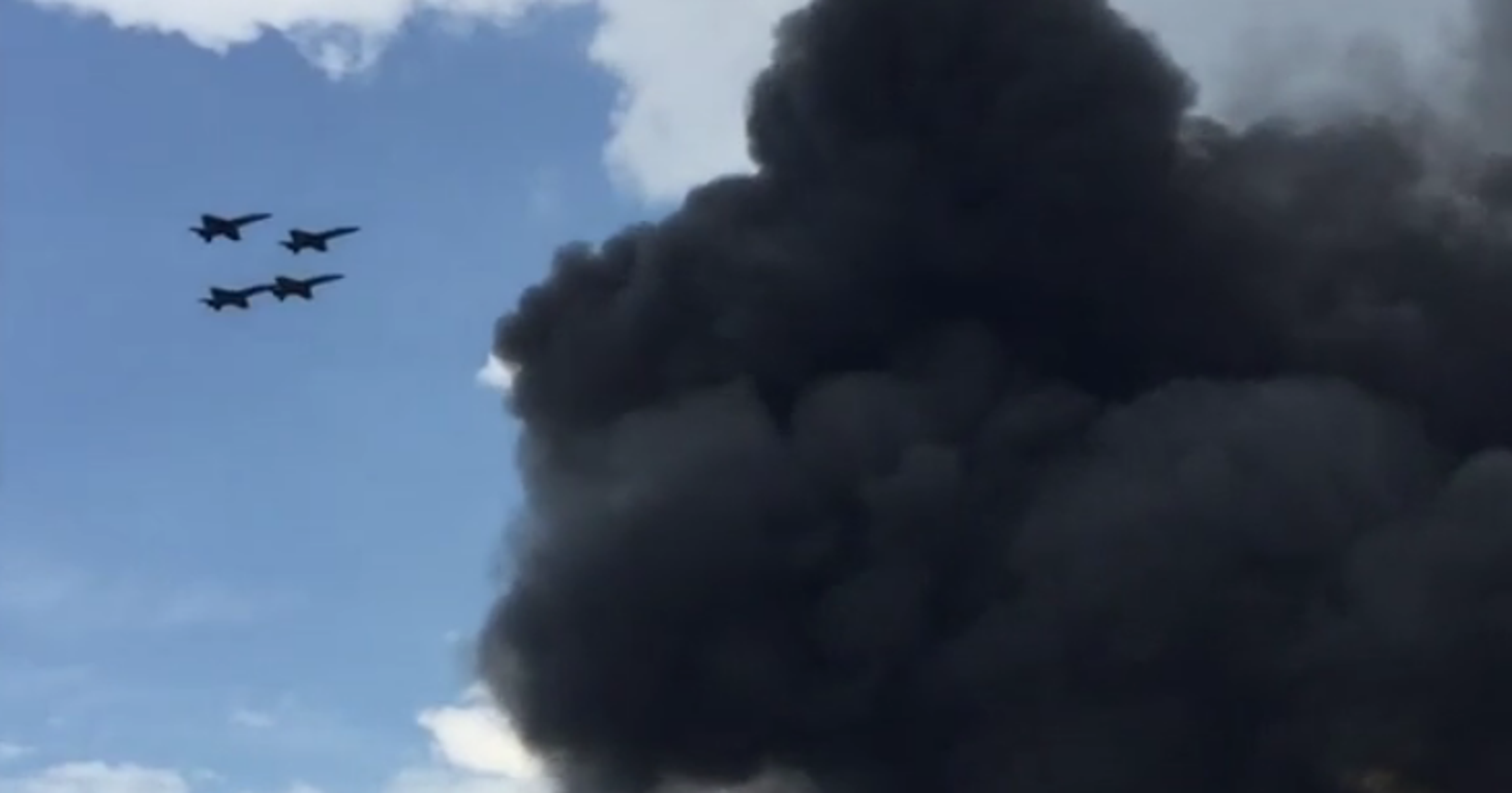 Watch Blue Angels fly over fiery wreckage seconds after crash