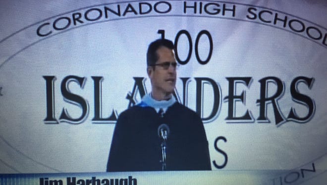 Jim Harbaugh at Coronado High School graduation