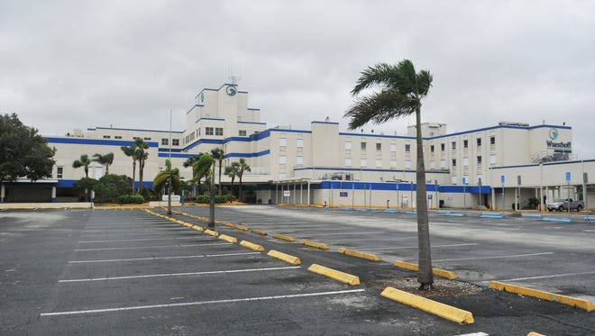 Empty parking lot at  Weusthoff Hospital, which had been evacuated before the hurricane hit Rockledge on Friday as Hurricane Matthew continued in Brevard County.