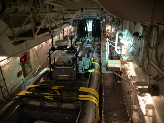 The Zumwalt's large boat bay can carry two 11-meter